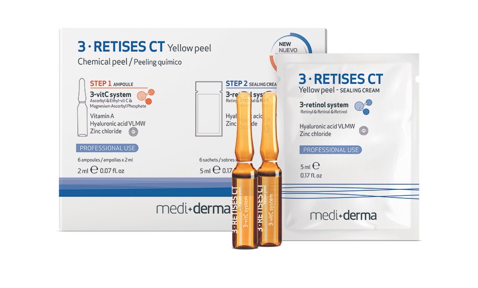 3-retises-ct-yellow-peel-6x2ml-6-sachets-5ml MEDIDERMA 3-RETISES CT YELLOW RŪGŠTINIS PILINGAS, 6x2ml + 6x5ml